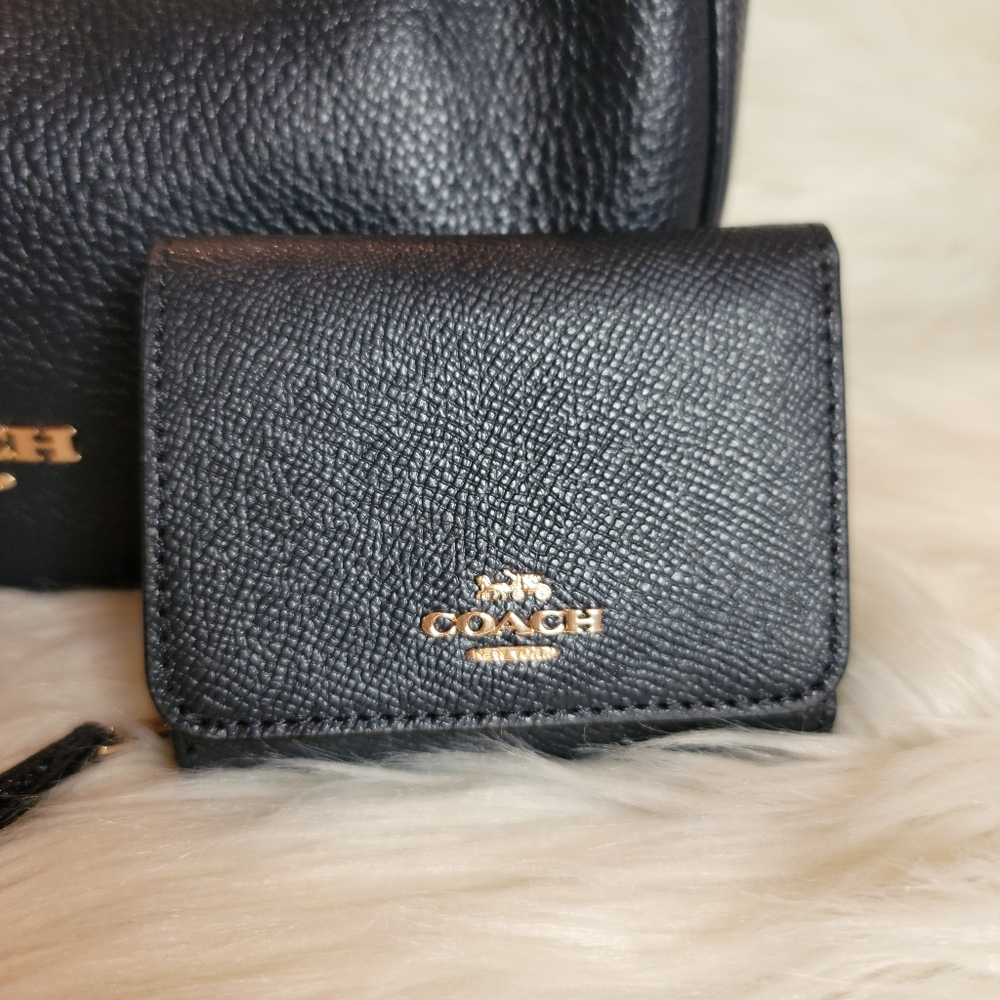 NWT COACH Midnight blue trifold